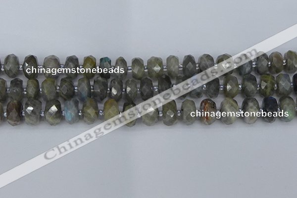 CRB1297 15.5 inches 6*12mm faceted rondelle labradorite beads