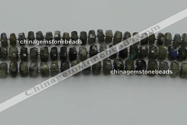 CRB1301 15.5 inches 6*10mm faceted rondelle labradorite beads