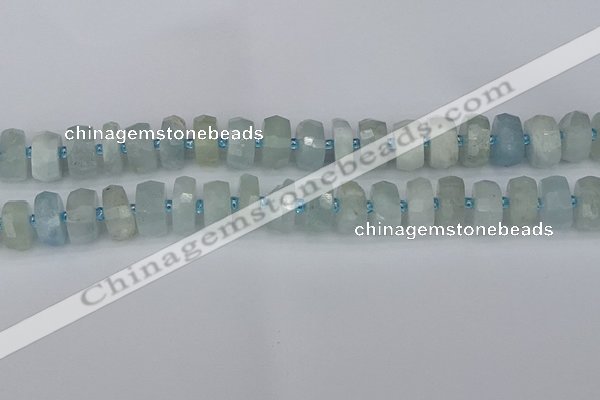 CRB1312 15.5 inches 6*12mm faceted rondelle aquamarine beads