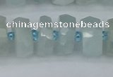 CRB1314 15.5 inches 7*14mm faceted rondelle aquamarine beads