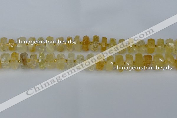 CRB1322 15.5 inches 6*12mm faceted rondelle citrine beads
