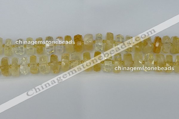 CRB1325 15.5 inches 8*18mm faceted rondelle citrine beads