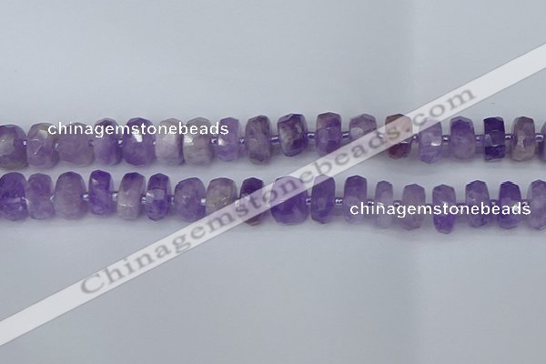 CRB1332 15.5 inches 6*12mm faceted rondelle lavender amethyst beads