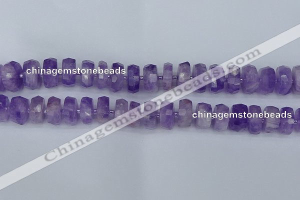 CRB1333 15.5 inches 7*14mm faceted rondelle lavender amethyst beads