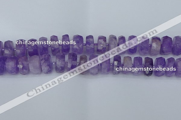 CRB1335 15.5 inches 8*18mm faceted rondelle lavender amethyst beads