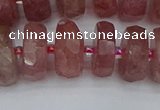 CRB1344 15.5 inches 8*16mm faceted rondelle strawberry quartz beads