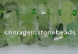 CRB1352 15.5 inches 6*12mm faceted rondelle green rutilated quartz beads