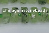 CRB1353 15.5 inches 7*14mm faceted rondelle green rutilated quartz beads