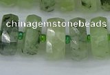 CRB1354 15.5 inches 8*16mm faceted rondelle green rutilated quartz beads