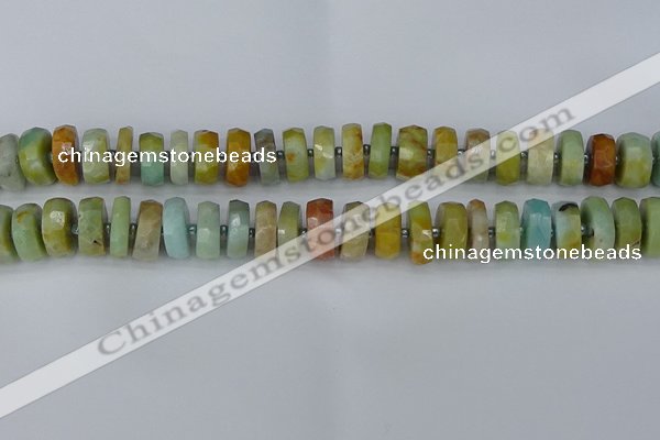 CRB1362 15.5 inches 6*12mm faceted rondelle Chinese amazonite beads