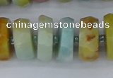 CRB1365 15.5 inches 8*18mm faceted rondelle Chinese amazonite beads