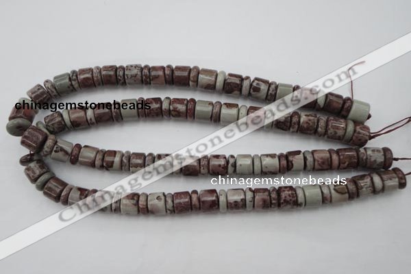 CRB137 15.5 inches 6*12mm & 10*12mm rondelle artistic jasper beads