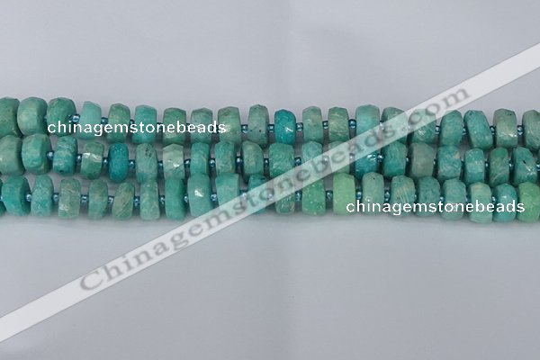 CRB1371 15.5 inches 6*10mm faceted rondelle amazonite beads