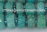 CRB1372 15.5 inches 6*12mm faceted rondelle amazonite beads