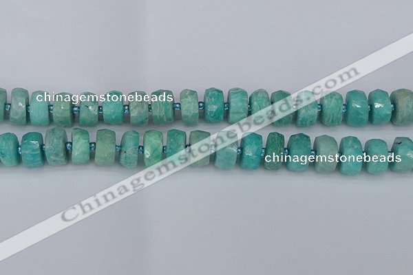 CRB1373 15.5 inches 7*14mm faceted rondelle amazonite beads