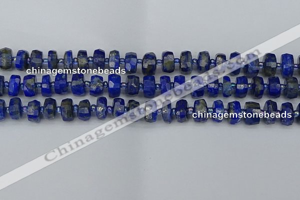 CRB1391 15.5 inches 6*10mm faceted rondelle lapis lazuli beads