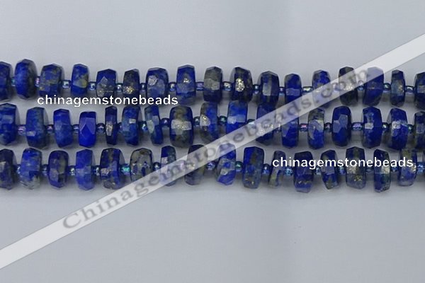 CRB1395 15.5 inches 8*18mm faceted rondelle lapis lazuli beads