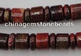 CRB140 15.5 inches 6*12mm & 10*12mm rondelle brecciated jasper beads