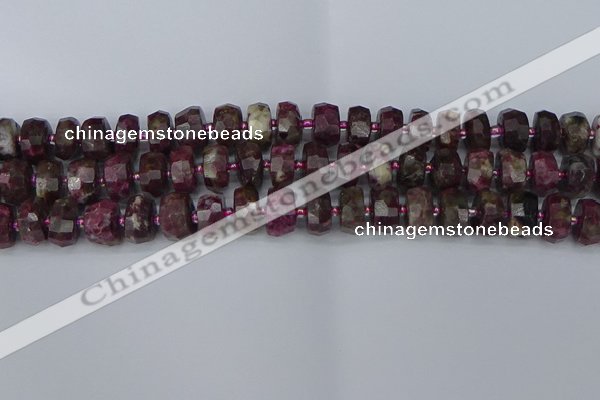 CRB1402 15.5 inches 6*12mm faceted rondelle tourmaline beads