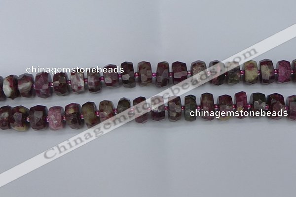 CRB1403 15.5 inches 7*14mm faceted rondelle tourmaline beads