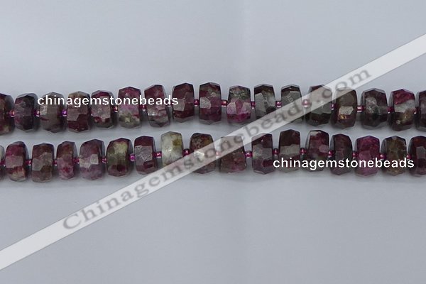 CRB1404 15.5 inches 8*16mm faceted rondelle tourmaline beads