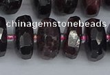 CRB1414 15.5 inches 8*16mm faceted rondelle red garnet beads