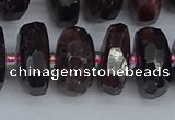 CRB1415 15.5 inches 8*18mm faceted rondelle red garnet beads