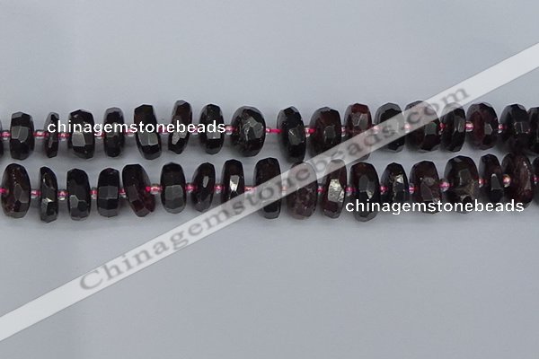 CRB1415 15.5 inches 8*18mm faceted rondelle red garnet beads