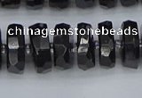 CRB1423 15.5 inches 7*14mm faceted rondelle black tourmaline beads