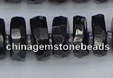 CRB1425 15.5 inches 8*18mm faceted rondelle black tourmaline beads