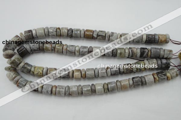 CRB143 15.5 inches 6*12mm & 10*12mm rondelle silver needle agate beads