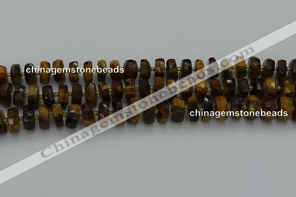 CRB1431 15.5 inches 6*10mm faceted rondelle yellow tiger eye beads