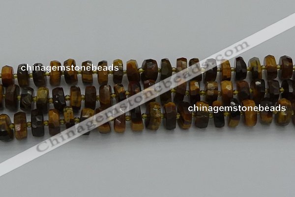 CRB1432 15.5 inches 6*12mm faceted rondelle yellow tiger eye beads