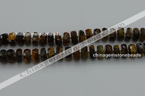 CRB1433 15.5 inches 7*14mm faceted rondelle yellow tiger eye beads