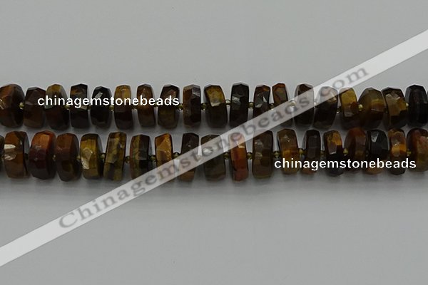 CRB1434 15.5 inches 8*16mm faceted rondelle yellow tiger eye beads