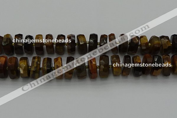 CRB1435 15.5 inches 8*18mm faceted rondelle yellow tiger eye beads