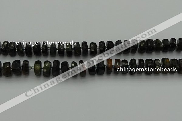 CRB1441 15.5 inches 6*10mm faceted rondelle blue tiger eye beads