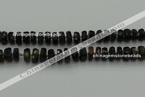 CRB1442 15.5 inches 6*12mm faceted rondelle blue tiger eye beads