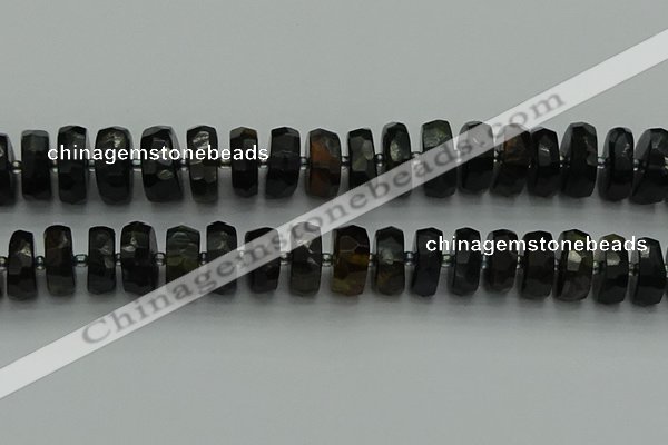 CRB1443 15.5 inches 7*14mm faceted rondelle blue tiger eye beads