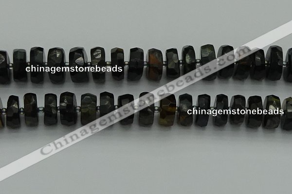 CRB1444 15.5 inches 8*16mm faceted rondelle blue tiger eye beads