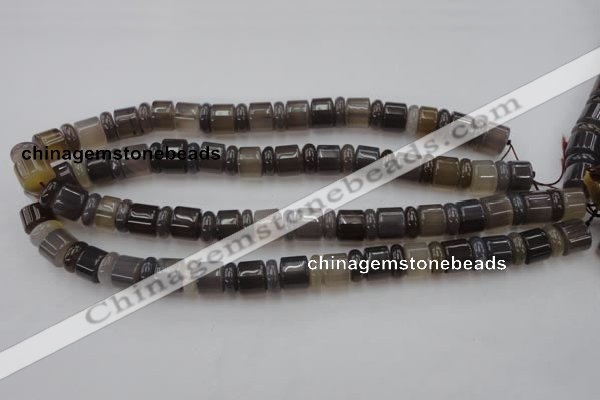 CRB145 15.5 inches 6*12mm & 10*12mm rondelle grey agate beads