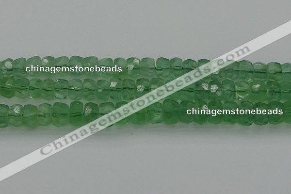 CRB1461 15.5 inches 6*12mm faceted rondelle green fluorite beads