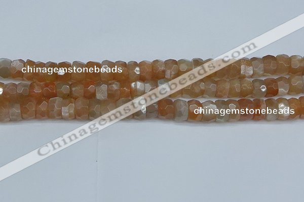 CRB1470 15.5 inches 6*10mm faceted rondelle moonstone beads