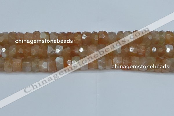 CRB1471 15.5 inches 6*12mm faceted rondelle moonstone beads