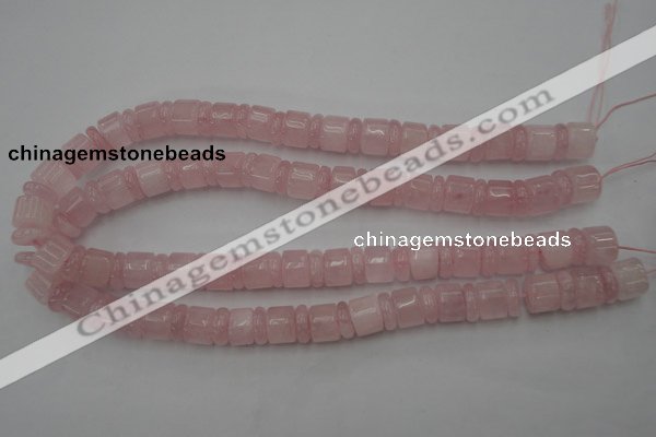 CRB149 15.5 inches 6*12mm & 10*12mm rondelle rose quartz beads