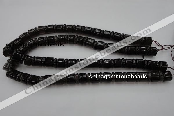 CRB150 15.5 inches 6*12mm & 10*12mm rondelle smoky quartz beads