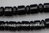 CRB151 15.5 inches 6*12mm & 10*12mm rondelle black agate beads