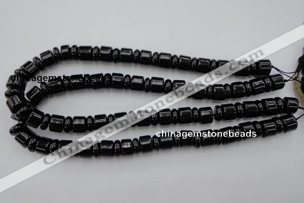 CRB151 15.5 inches 6*12mm & 10*12mm rondelle black agate beads