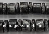 CRB160 15.5 inches 5*14mm & 10*14mm rondelle black labradorite beads