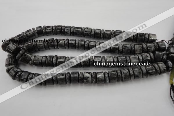 CRB160 15.5 inches 5*14mm & 10*14mm rondelle black labradorite beads